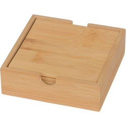 Bamboe houten glazen onderzetters - 4x stuks - vierkant - 10x10 cm - Glazenonderzetters