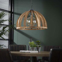 Hanglamp 1-Lichts - Ø60cm - Gebogen Houten Spijlen