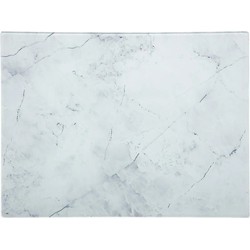 Secret de Gourmet snijplank - glas - wit met marmer print - 40 x 30 cm - Snijplanken
