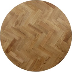 HSM Collection-Rond Tafelblad Fishbone-ø130x4-Naturel-Eiken