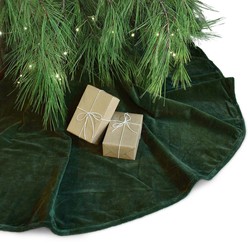 Unique Living Kerstboomrok - donkergroen velvet - D120 cm - polyester - Kerstboomrokken