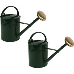 2x stuks gieter groen met goudkleurige broeskop 10 liter - Gieters