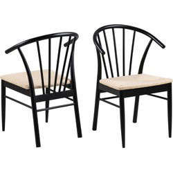 Eetkamerstoel - Zwart - Hout - Zithoogte 46cm - Dolen - Set van 2