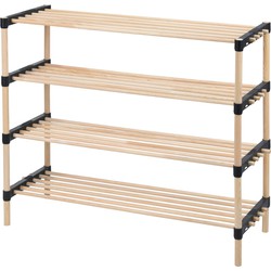 H&S Collection Schoenenrek - 4-laags - hout - 76 x 28 x 59 cm - Schoenenrekken