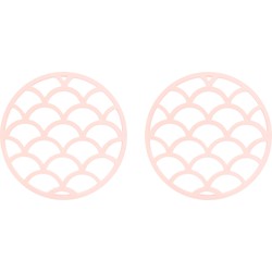 Krumble Siliconen pannenonderzetter rond met schubben patroon - Roze - Set van 2