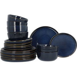 6 persoons 18-delig Serviesset Terre Blauw Geglazuurd Keramiek - Blauw