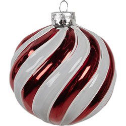 Clayre & Eef Kerstbal Rood Wit Glas