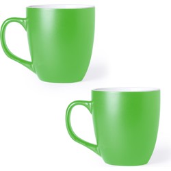 2x Groene drinkbekers/mokken groen 440 ml - Bekers