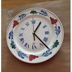 Boerenbont Wandklok Vintage rond 27 cm aardewerk