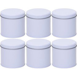 Wit rond opbergblik/bewaarblik - 6x - 10 cm - voorraadblikken - Voorraadblikken