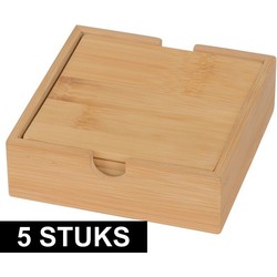 Vierkante bamboe houten onderzetters 20 stuks 10 cm - Glazenonderzetters