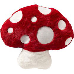 Textino AMANITA - paddenstoel knuffelkussen 46x42 cm - Tango Red - rood en wit - Textino