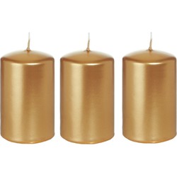 6x Kaarsen goud 5 x 8 cm 18 branduren sfeerkaarsen - Stompkaarsen