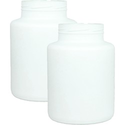 Set van 2x bloemenvazen - mat wit glas - H20 x D14.5 cm - Vazen