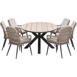 Garden Impressions Kalibo tuinset 7-delig natural - Tulli tuintafel 220x115 cm - light teak vironwood