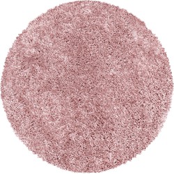 Tapijtenloods Monaco Soft Rond Shaggy Hoogpolig Vloerkleed Roze- 120 CM ROND