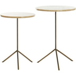 Light&living Bijzettafel S/2 Ø36x50+Ø40x54 cm GIMI crème travert+ant brns