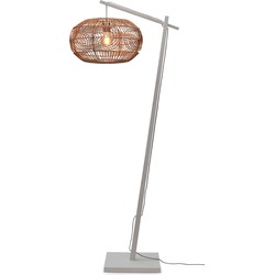 Vloerlamp Madeira - Bamboe Wit/Rotan - 74x48x176cm