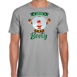 Bellatio Decorations fout kersttrui t-shirt heren - Kerstman sneeuwbolA - grijs - Shake Your Booty S - kerst t-shirts