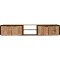 DTP Home Hanging TV stand Evo large, 4 doors, 2 open racks,40x225x40 cm, recycled teakwood