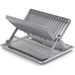 Afwas afdruiprek met lekbak - zilver - kunststof - 37 x 33 x 21 cm - Afdruiprekken