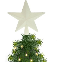 Kerstboom piek ster wit met glitters 19 cm - kerstboompieken