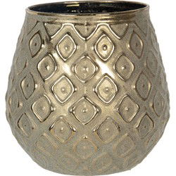 Clayre & Eef Theelichthouder  Ø 10x10 cm Goudkleurig Glas Waxinelichthouder