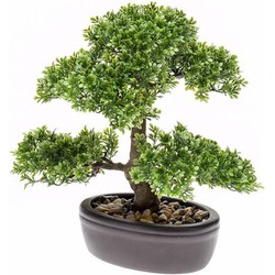 Bellatio flowers & plants Kunstplant Bonsai - Ficus boompje - 32 cm - Kunstplanten