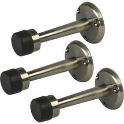AMIG Deurstopper/deurbuffer - 3x - 75mm - muurbevestiging - antiek messing - Deurstoppers