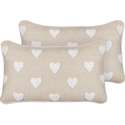 GAZANIA - Sierkussen set van 2 - Beige - 30 x 50 cm - Katoen