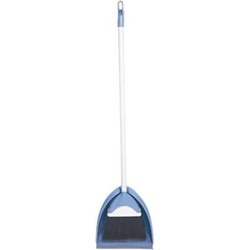Concorde Stoffer en Blik set met lange steel - blauw - 102 cm - Zachte bezem voor binnen - Stoffer en blik
