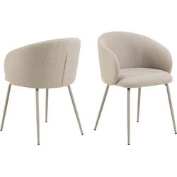 Eetkamerstoel - Beige - Stof - Zithoogte 49,5cm - Skive - Set van 2