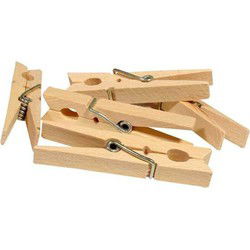 Wasknijpers bamboe hout - 48x stuks - basic size 7 cm - was ophangen - Knijpers