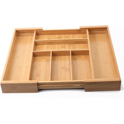 Decopatent® Bestekbak 5 Vaks -> Uitschuifbaar naar 7 Vaks - Keukenla Bestek organizer Bamboe - Bestekcassette 33-55 x 45.5 x 6.5cm