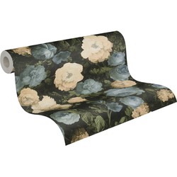 A.S. Création behang vintage bloemen blauw, groen en crème - 53 cm x 10,05 m - AS-376502