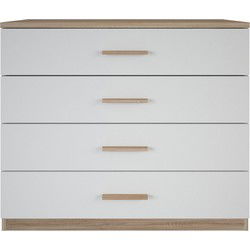 Ladenkast 4 laden Hout en Wit Decor L100 cm - Selena