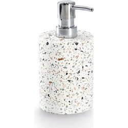 Zeller Luxe zeeppompje/dispenser - wit - Terrazzo design - keramiek - 16 x 8 cm - 250 ml - badkamer - Zeeppompjes