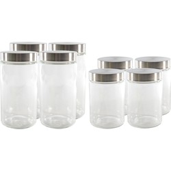 Set van 8x keuken voedsel opslag voorraadpotten glas in 2 formaten - Voorraadpot