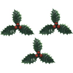 15x stuks groene kersttakjes op insteker 4 cm - Kerststukjes