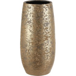 Mica Decorations Vaas - keramiek - flakes motief goud - 17 x 35 cm - Vazen