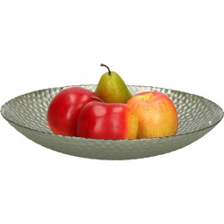 Decoratie schaal/fruitschaal van glas groen rond D30 x H6 cm - Fruitschalen