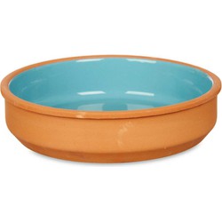 Set 4x tapas/creme brulee serveer schaaltjes terracotta/blauw 16x4 cm - Snack en tapasschalen