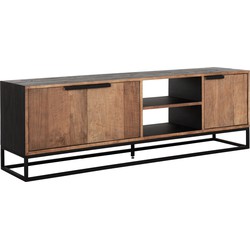 DTP Home TV stand Cosmo No.2 medium, 3 doors, 2 open racks,55x165x40 cm, recycled teakwood