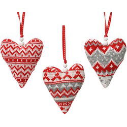 Hart polyester l12b10h3 cm rood a3 kerst