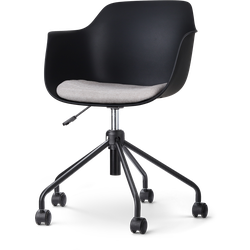 Nout-Liz bureaustoel zwart met beige zitkussen - zwart onderstel