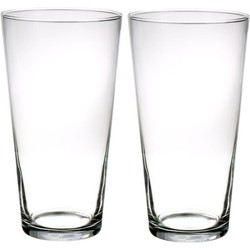 2x Conische vaas van glas 30 cm - Vazen