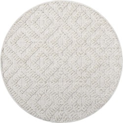 Clasico Vloerkleed Woonkamer Laagpolig Beige Tapijt- 200 CM ROND