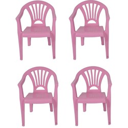 4x Roze kinderstoeltje plastic 37 x 31 x 51 cm - Kinderstoelen