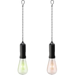 Set van 2x stuks groene en roze solar tuinverlichting hanglampen kunststof 20 cm - Buitenverlichting