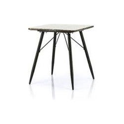 Furnilux - Bijzettafel Richy - Vierkant - Metaal Zwart - Marmer Bruin Blad - 50x50x56 cm